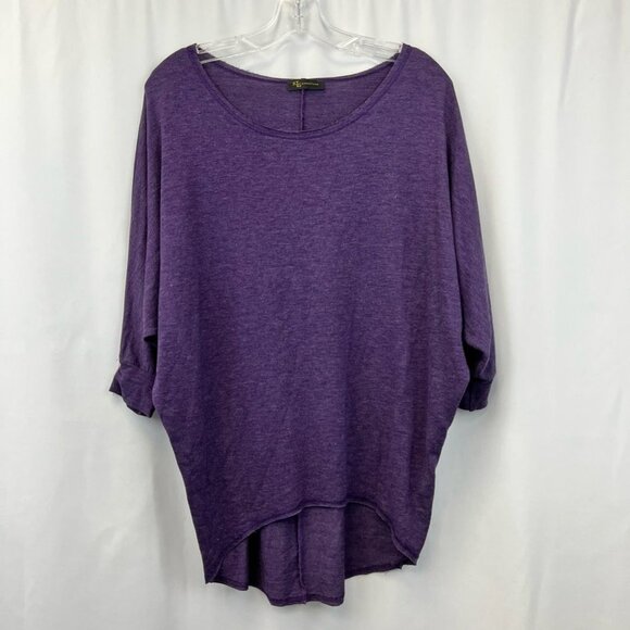 KLD Signature Womens Casual Top Purple 3/4 Batwing Sleeve High Low USA Small - Picture 1 of 10